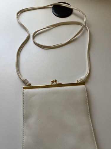 Bechamel Vintage kleine Leder Umhängetasche Handtasche Clutch weiß - Bild 3 von 10