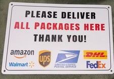 Package Delivery Sign, Please Place Packages in a Box, Delivery Instructions ...