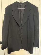 Giorgio Armani Milano Blazer 38R Made In Italy Wool Silk Pinstripe Mens Jacket