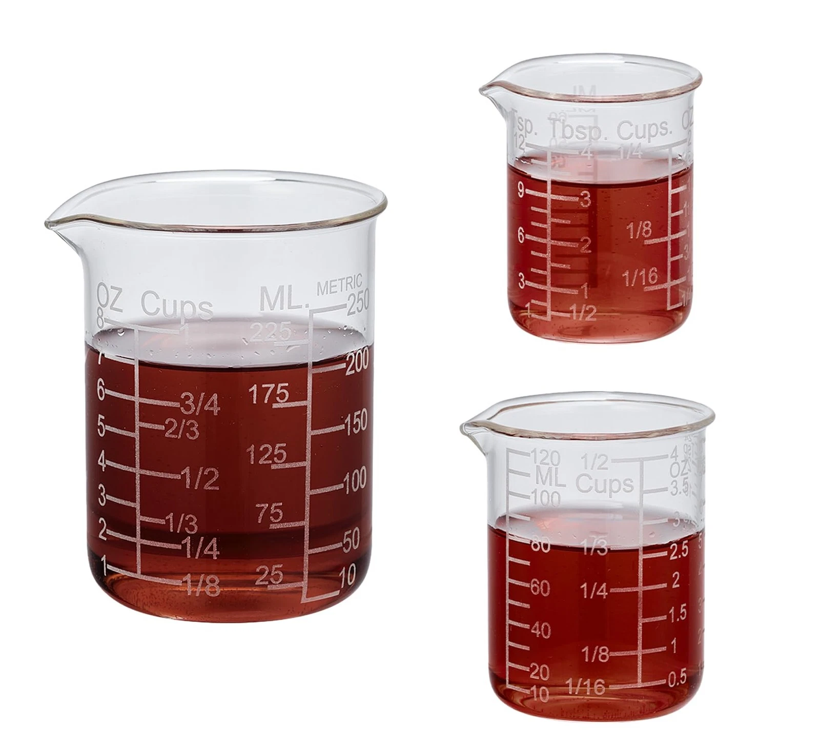 Etching Scale Glass Measuring Cup Set-V-Shaped Spout，Includes 60ml(2OZ), 120m...