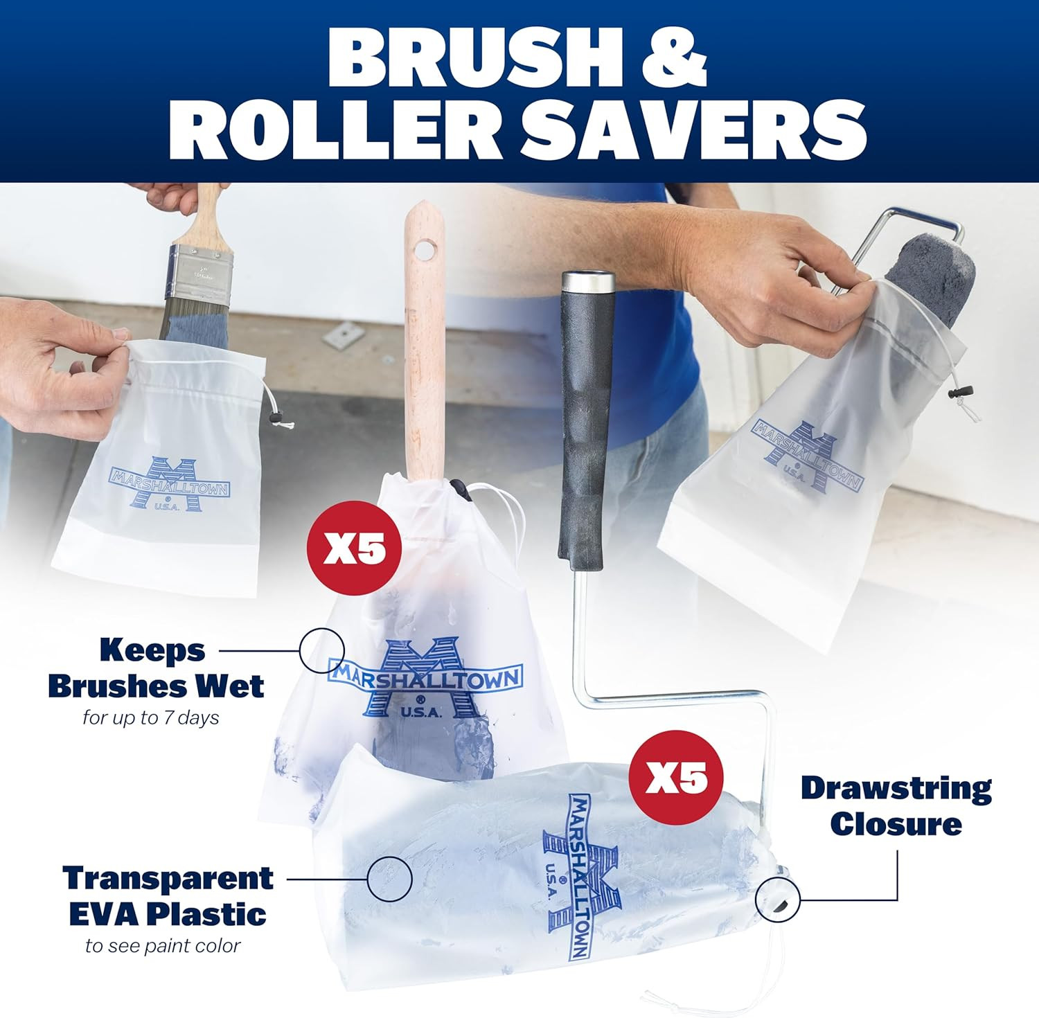 Paint Project Kit, Heavy-Duty Paint Pail and Tray with Liners, Brush Comb, Rolle