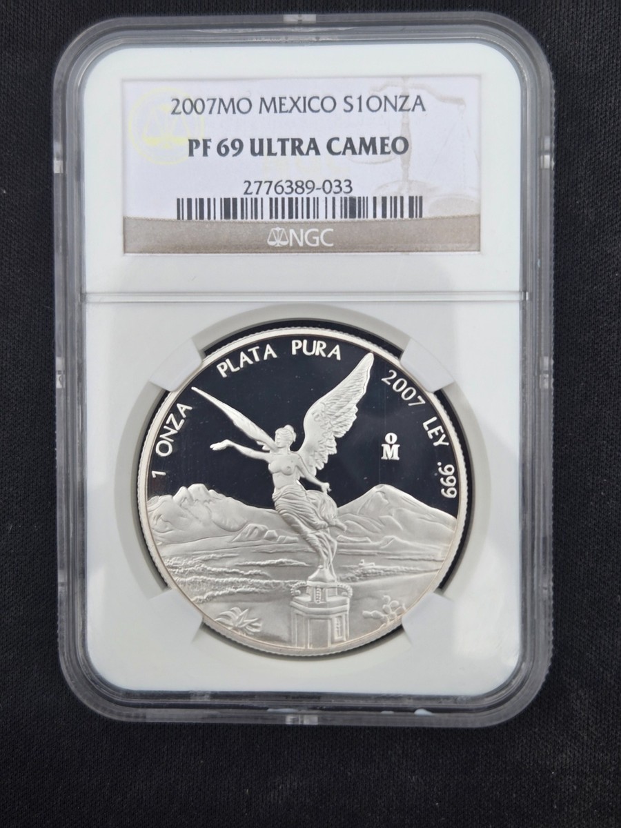 2007 MEXICO LIBERTAD PROOF 1 ONZA SILVER PCGS PR69 ULTRA CAMEO | eBay