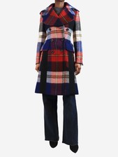 Prada Red plaid wool trench coat - size UK 6