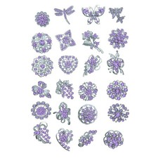 Lot 24pc Shining Rhinestone Crystal Brooches Pins DIY Wedding Bouquet Kit M 