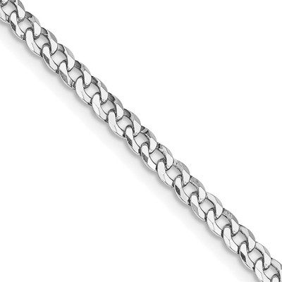 Sterling Silver Rhodium-plated 3.2mm Beveled Curb Chain Necklace 24'' 9.31gm