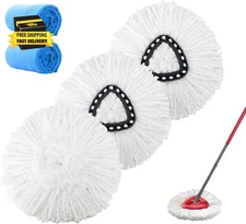3 Pack Microfiber Mop Replacement Heads Spin Mop Refills Easy Cleaning Mop Head 
