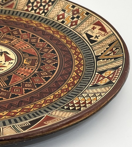 Coppia di piatti artigianali vintage Cusco Perù arte popolare ceramica argilla 10” e 6,5” - Foto 5 di 14