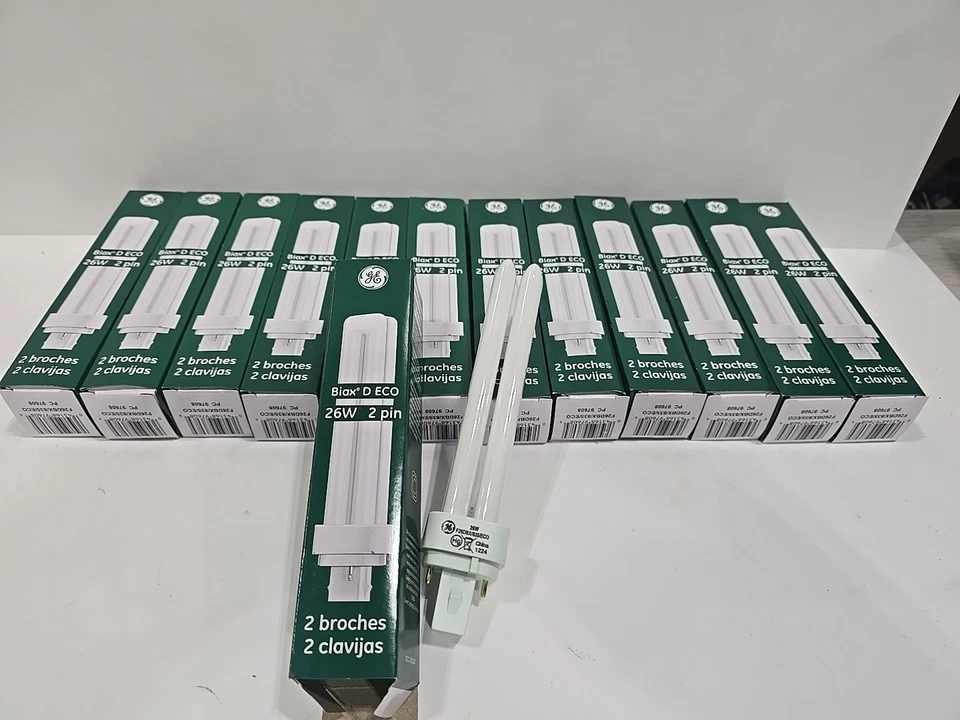 NEW GE Biax D Eco 26 Watt 26W Compact Florescent Bulbs F26DBX 835 - 2 Pin (12)  - Image 2 of 4