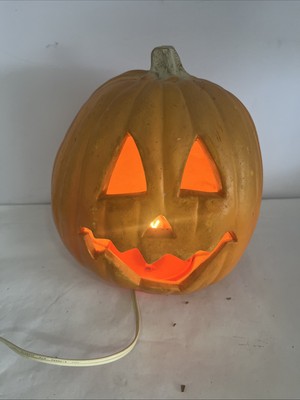 Vintage Halloween 1995 Trendmasters Foam Blowmold Lightup Jack-o-lantern Pumpkin