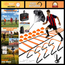 Agility Ladder Set - 20ft Speed Ladder, Hurdles, Parachute, Cones  Jump Rope fo