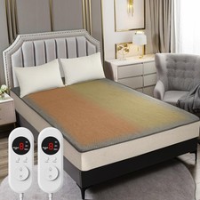 Heated Mattress Pad Queen Size   Electric Bed Pad with Dual Zone Control, Hea...