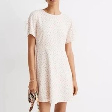 Madewell Dutch Dandelions Tie Sleeve Dress Cream Pink Size 00 (fits like a 2)