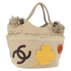 CHANEL Tote Bag Canvas Beige Brown CC Auth 206605
