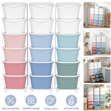 6 Drawers Rolling Storage Cart Lockable Wheels Plastic Mobile Utility Trolley