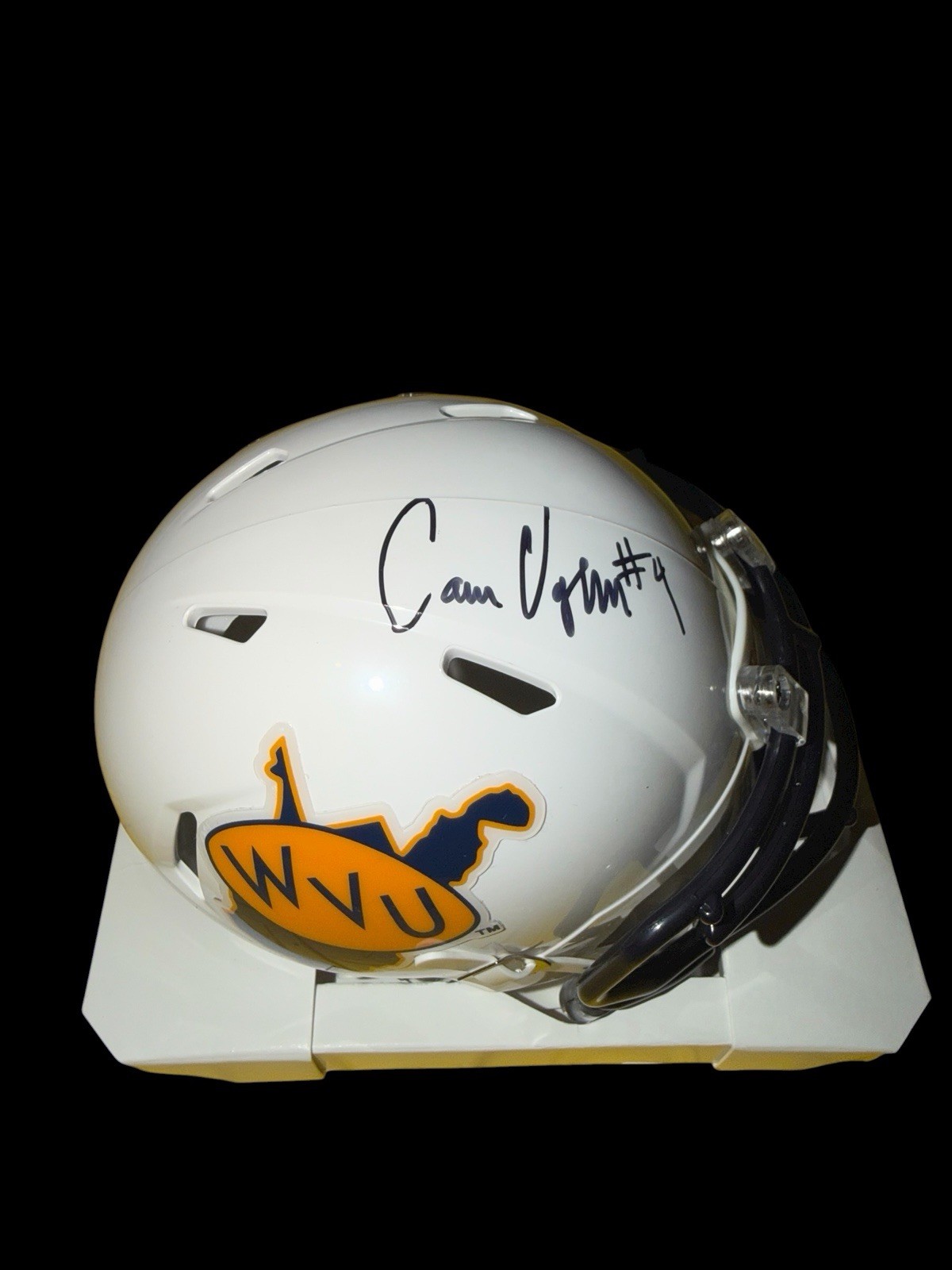 Cam Vaughn Autographed Signed West Virginia Mountaineers Football White Mini Helmet WR JSA 