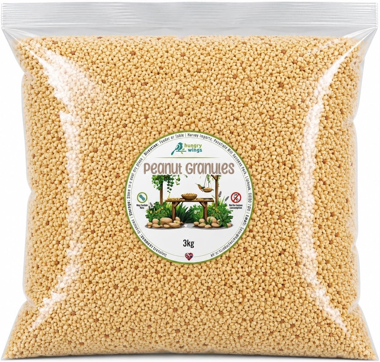 Hungry Wings Peanut Granules 3Kg | Wild Bird Food | High Energy Crushed Peanuts For Garden Birds - Image 2