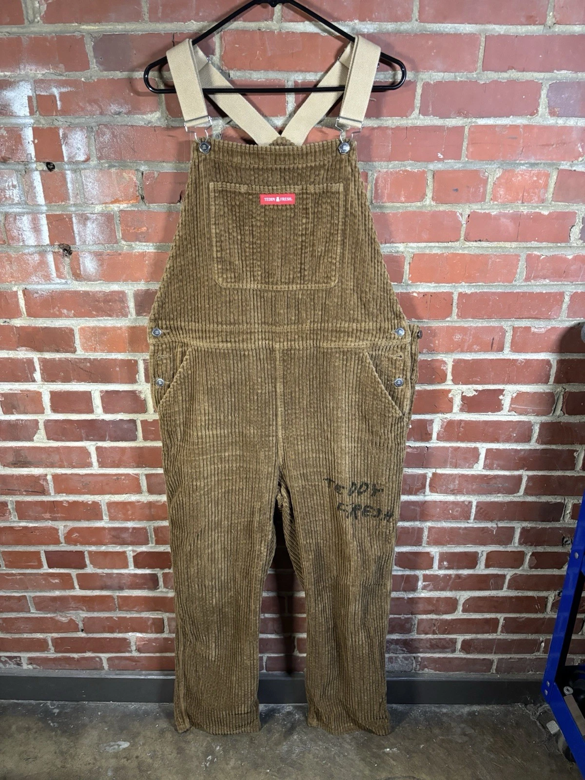 Teddy Fresh Corduroy Overalls Y2k Brown Streetwear Outdoors Adult Large