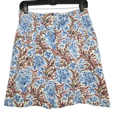 Oilily Blue Floral Pencil Skirt Size 6 Coastal Preppy Southern Cottagecore Beach