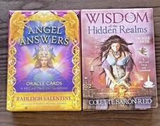 Oracle Cards Wisdom of the Hidden Realms & Angel Answers Each w/Guidebook & Box