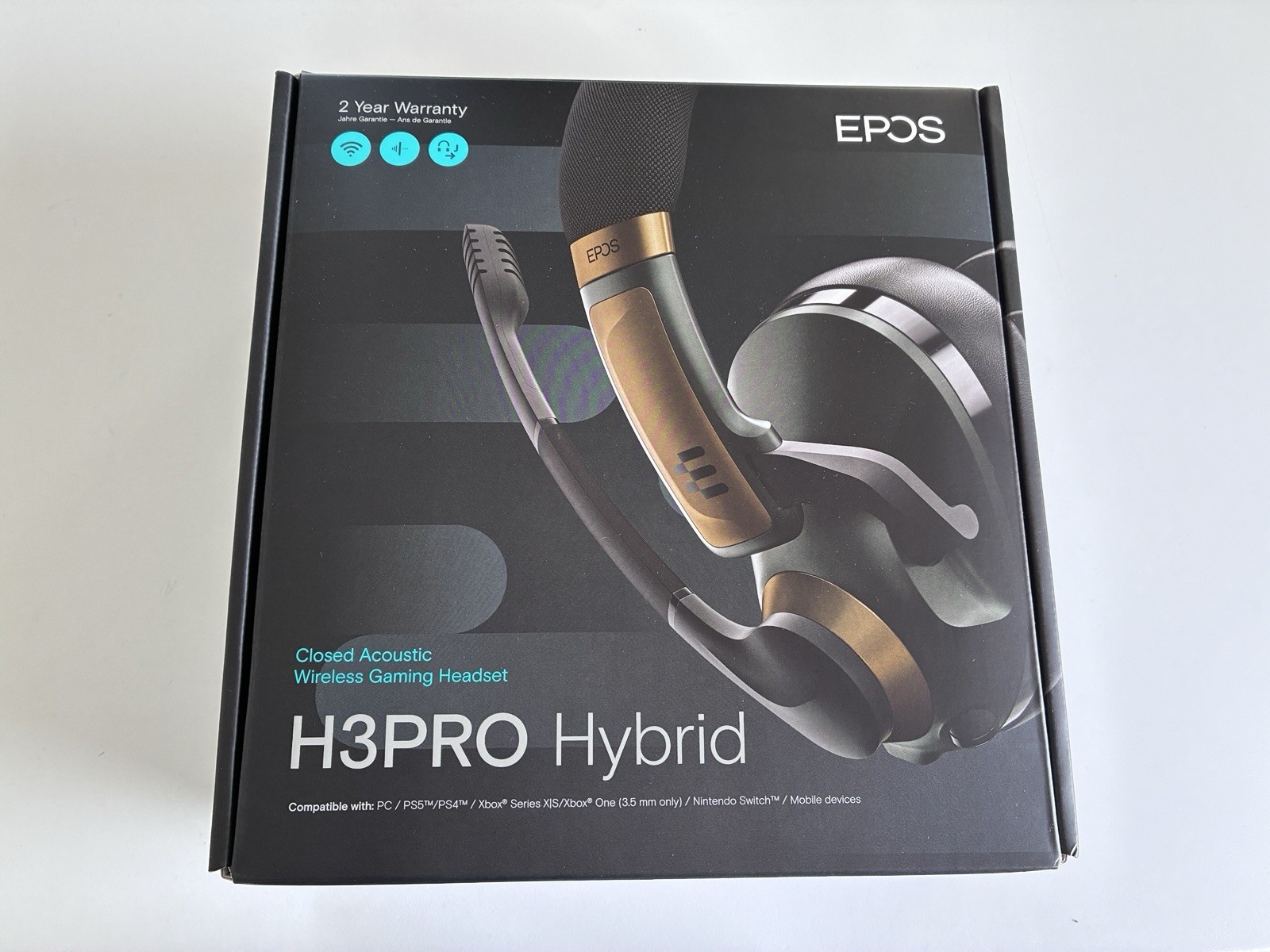 Casque de jeu sans-fil EPOS H3PRO Hybrid noir et sa réduction de bruit active pour PC et PS5