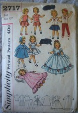 1958 Simplicity 2717 15" Doll Pattern - Shirley Temple Wardrobe COMPLETE