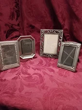 Lot of 4 Vintage Photo Frames Pewter Metal