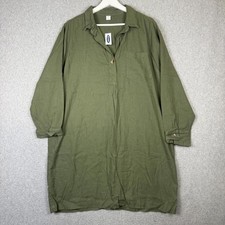 Brand New Old Navy Women's Size Large Linen Blend Green Tunic Shirt Dress Midi