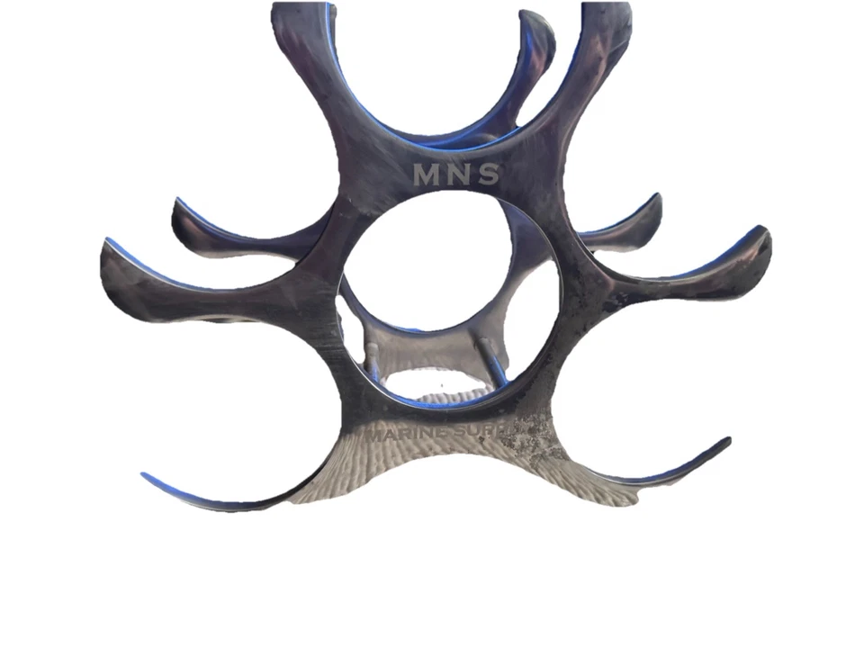 Michael Noll style cast Aluminum Wine Rack 6 Bolttle Mid Century Modern Atomic - Image 3 of 4