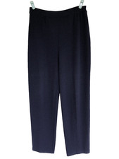 St. John Basics Pants Womens 10 Blue Santana Knit Pull On Straight Elastic Waist