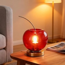 Fruit Cherry Table Lamp Glass Cherry Shape Lampshade Gold Metal Base Desk