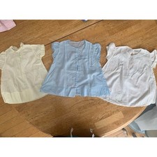 Vintage Baby Dress Set, Yellow, Blue  White Embroidered Infant Dresses 6-18M