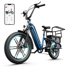 Electric Bike for Adults,1500W Peak 20" Fat tyre E-Bike Electric Cargo Bicycle