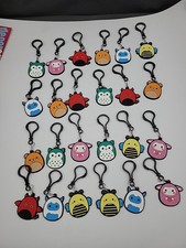 Cute Animal Keychains Kawaii Owl Bear Bee Devil Rubber PVC Key Ring Lot Of 24