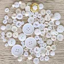 Vtg. To Modern White Mixed Lot SEWING BUTTONS Quilting Crafting 