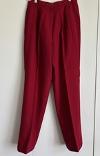 Vintage LANDS END 100% Wool High-Waisted Lined Red Taper Trousers USA Made SZ 8