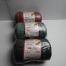 Bonnie Craft Cord 6mm 100 Yards Lot Of 3 New Sealed Macrame Crochet.See Photos