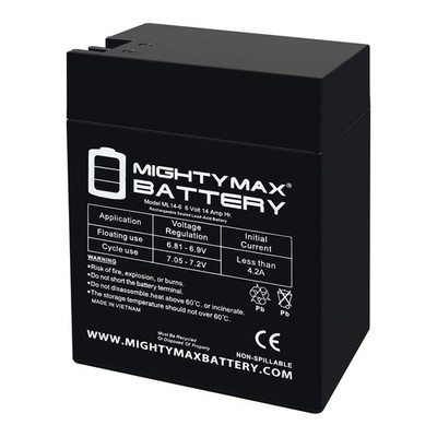Mighty Max 6V 14Ah AGM Fast-on Terminal Battery Compatible With Kung Long WP13-6