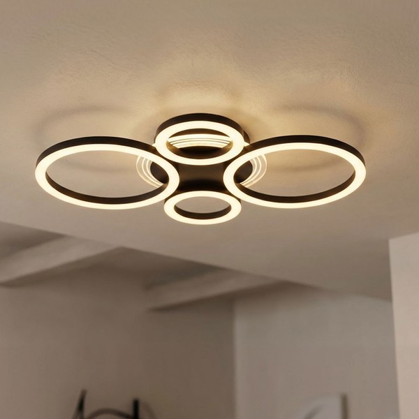 Designleuchte Wohnzimmerleuchte Deckenlampe Ringe Cct Schwarz Opal Led L 53 Cm-image