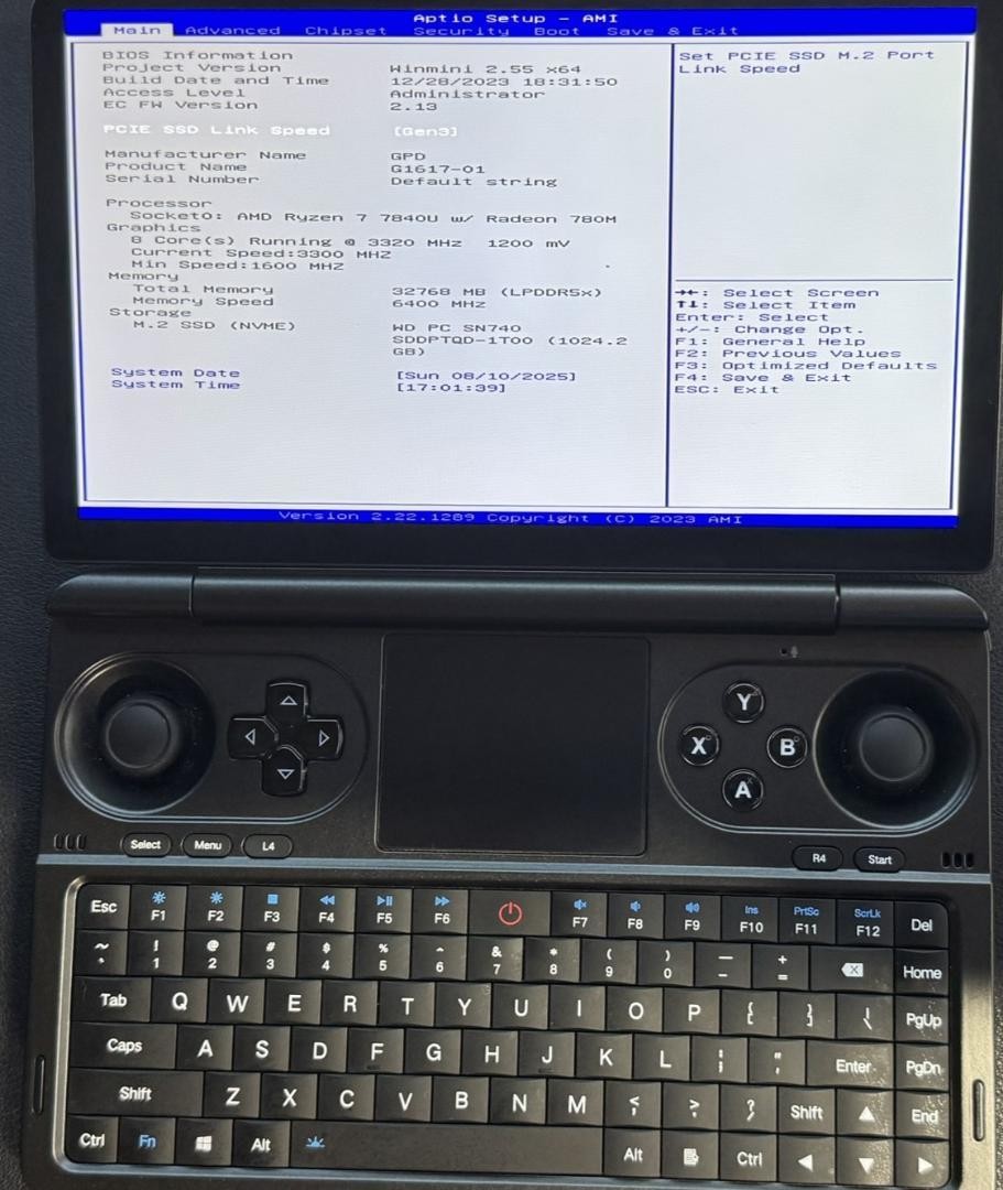 GPD WIN Mini 2023 Ryzen 7 7840U RAM 32GB SSD 1TB Gaming UMPC