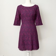 ABS Allen Schwartz Lace Dress Size 6 Purple Length Elegant Classic Old Money