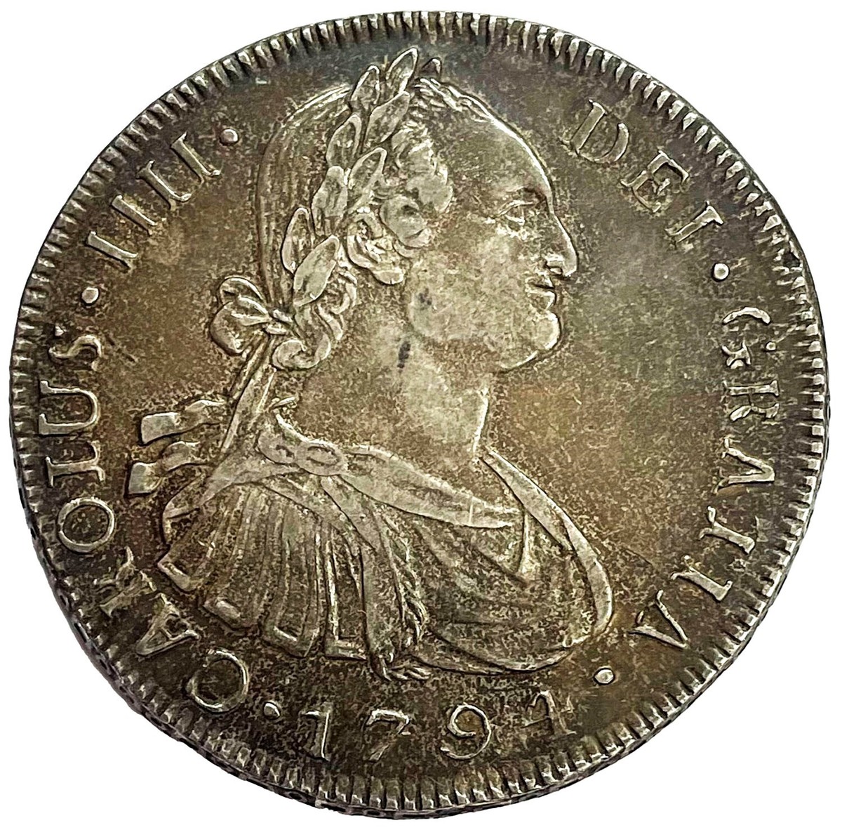 1794 NG M SILVER GUATEMALA 8 REALES CHARLES IV COIN NUEVO