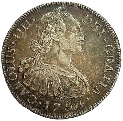 1794 NG M SILVER GUATEMALA 8 REALES CHARLES IV COIN NUEVO