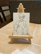 ACEO Original Mixed Media Painting Art Card ATC Pinup girl #633