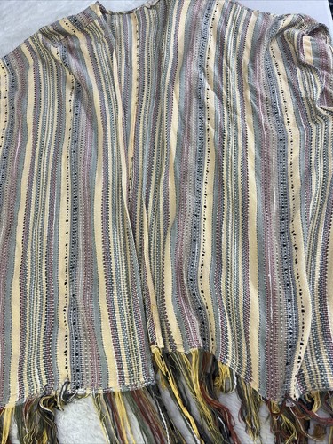 Alterd State szS Multi Color Open Front Cardigan Fringe Trim Side Slits lightwei - Picture 9 of 10