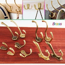 Vintage Brass Single/double Hook Up Wall Hanger Clothes Hat Coat Hall Fix Retro