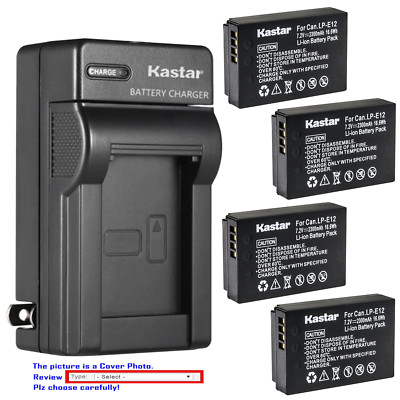 Kastar Battery AC Wall Charger for Canon LP-E12 LC-E12 & Canon EOS M Camera