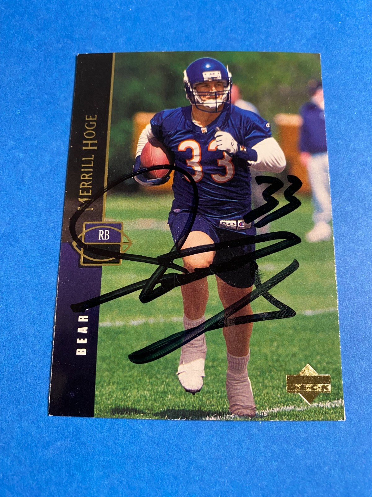 MERRIL HOGE 1994 UPPER DECK #47 AUTO SIGNED CHICAGO BEARS STEELERS IDAHO ST RARE