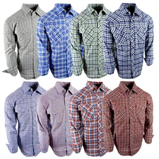Plaid Shirt Mens Country Western Flap Pockets Triple Snap Cuffs Up To Size 5X!