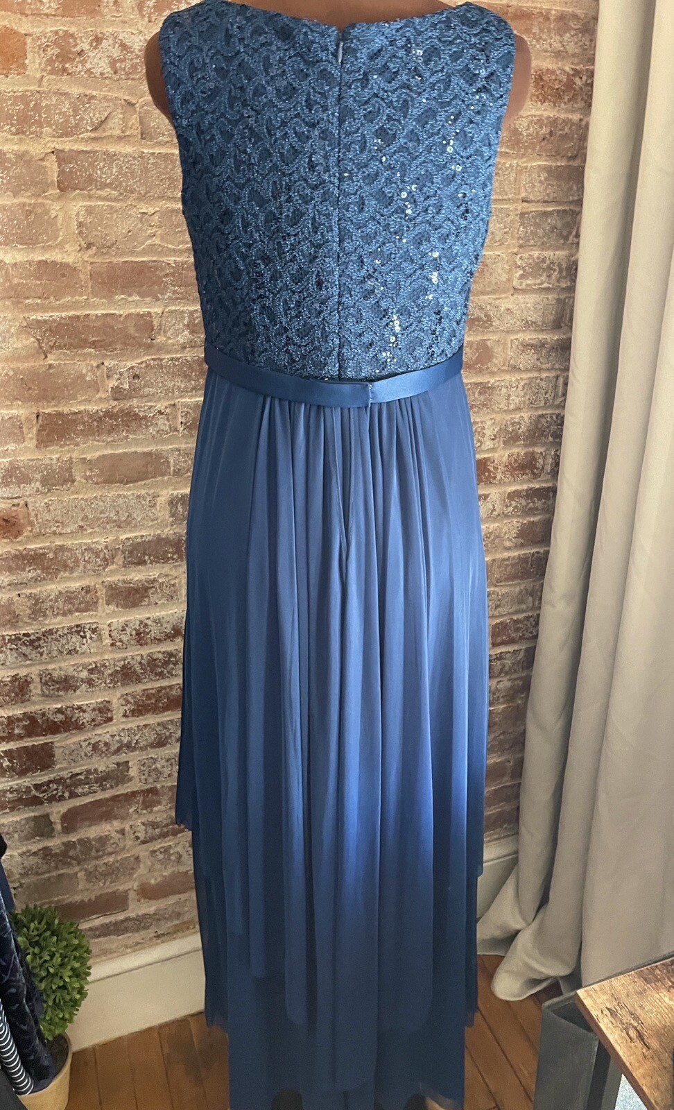 New! R&M Richards Blue Sequin Lace Mother Of Bride Formal Long Dress