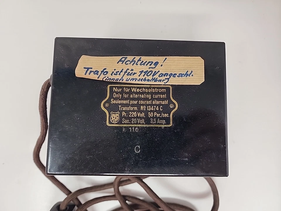 Antigua fuente de alimentación transformador Marklin Trains Pri - 220V Sec - 20v Orig. Caja Foto 3 de 4